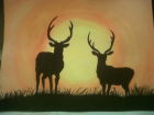 Silhouette of stags